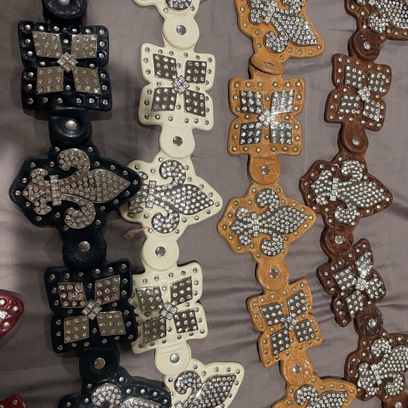 New with tag charm and luck genuine leather belt w stones - Picture 5 of 8